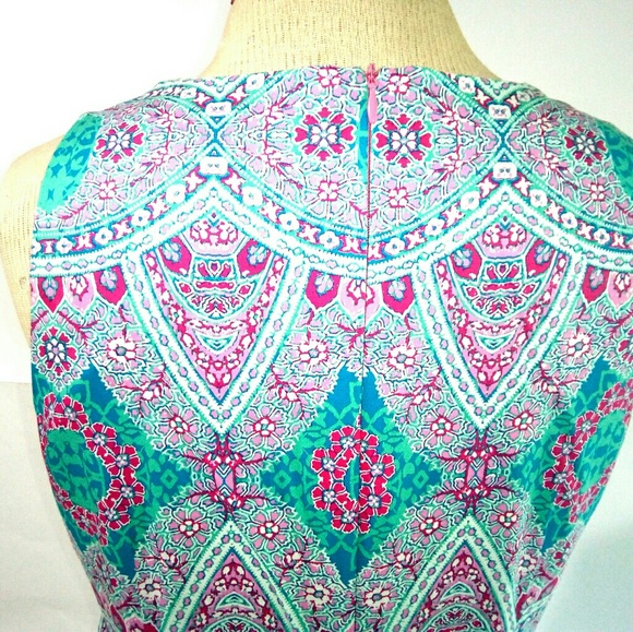 London Times 8 Blue Pink Floral Sleeveless Dress - Picture 5 of 8